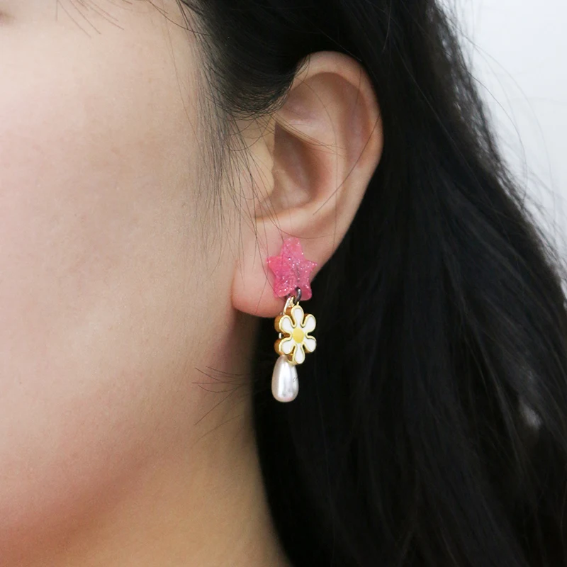 Cúig Earrings Bláthanna Star Pointed