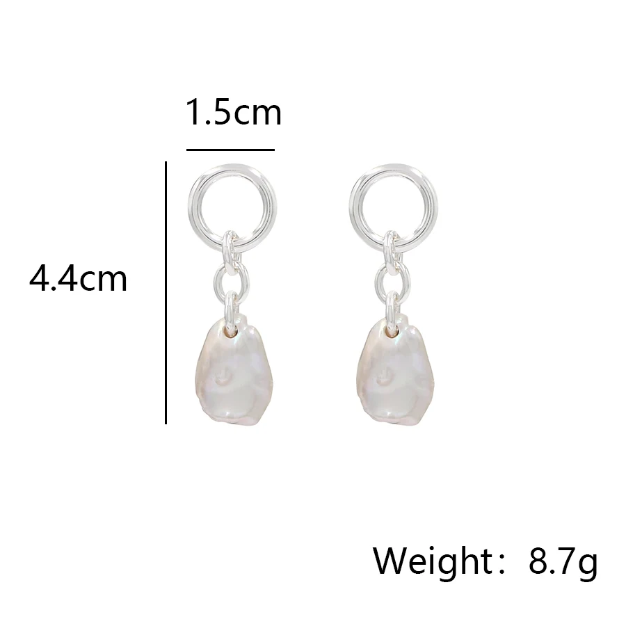 Silver Plated Brass Drop Pearl Earrings