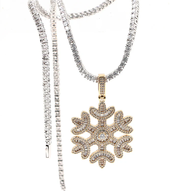 Snowflake Zircon Brass Pendant