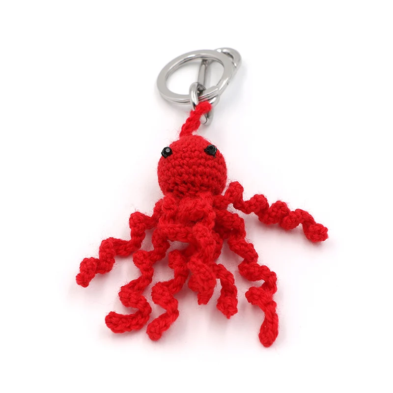 Keychain Octopus Fluffy Dearg